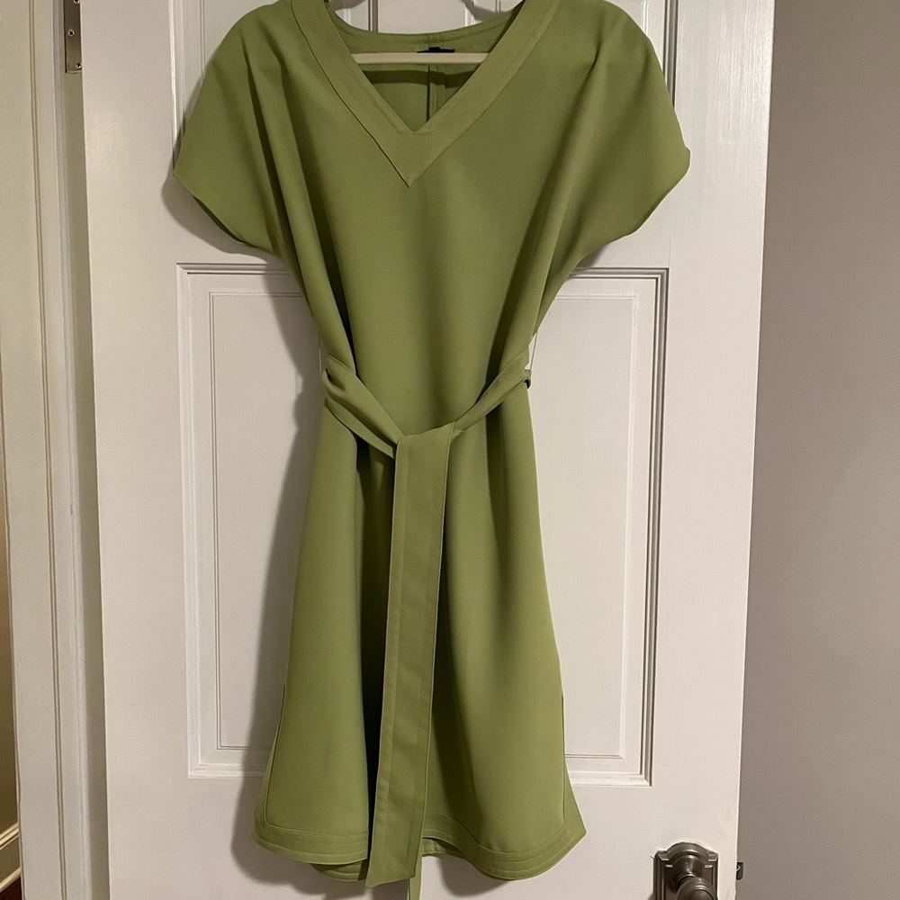 Women's V-Neck Belted Dress